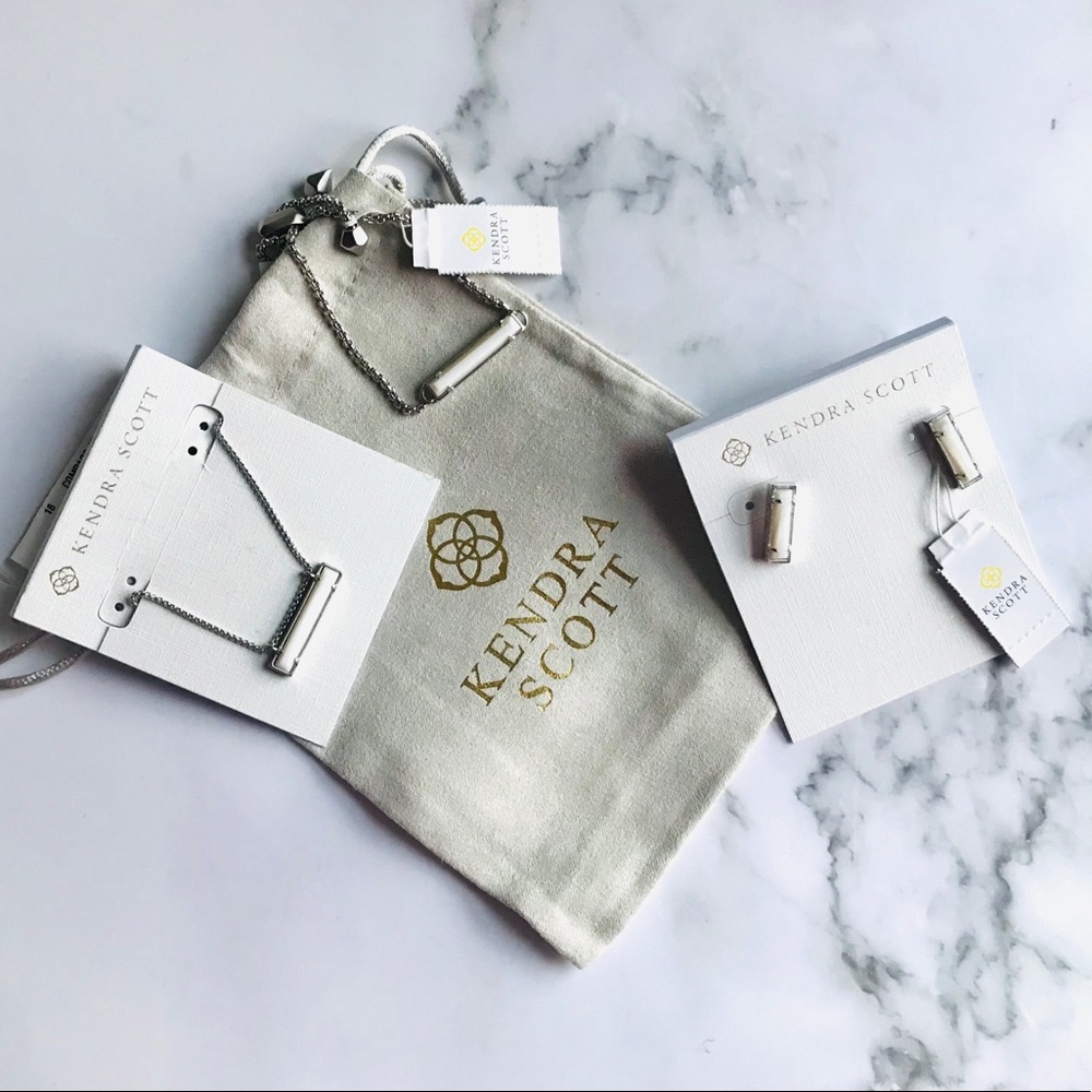 NIB Kendra Scott 3 Piece Silver Mother of Pearl